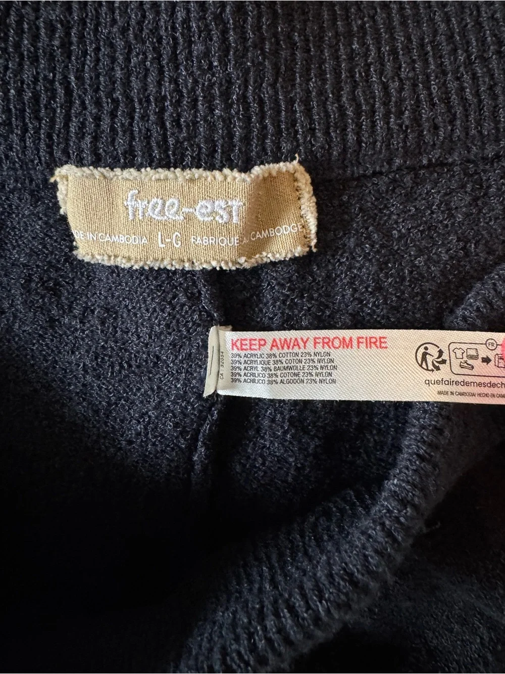 Free People Free-est May Black High Rise Wide Leg Knit Sweater Pants Size Large